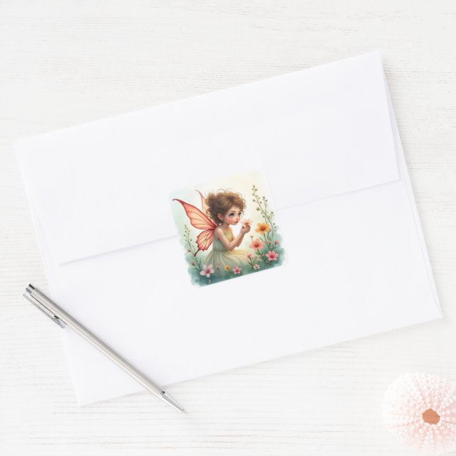 Sweet Garden Fairy Sticker Fyrkantigt Klistermärke (Kuvert)