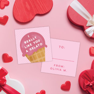 Sweet Gelato Rosa Classroom Valentine Day Card Tilläggskort