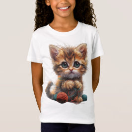Sweet Ginger och White Patchwork Kitten Charm T Shirt