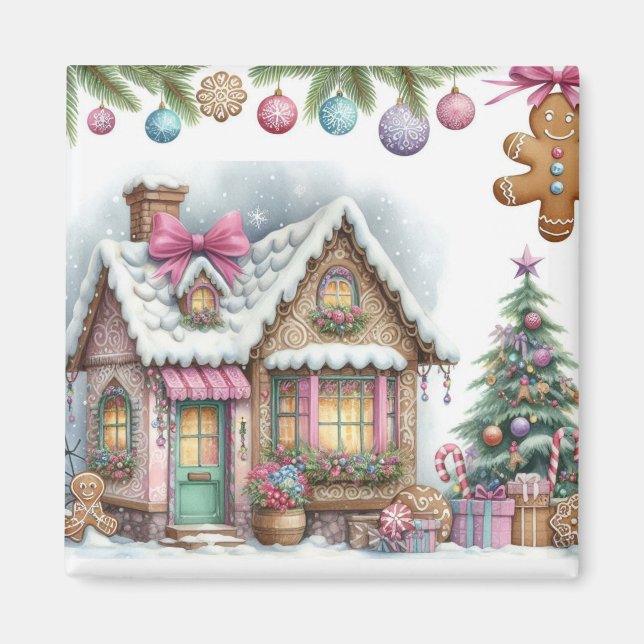 Sweet Gingerbread House Cottage Magnet (Framsidan)