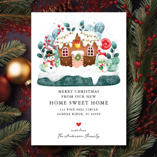 Sweet Gingerbröd House Flytta Announcement Meddelande