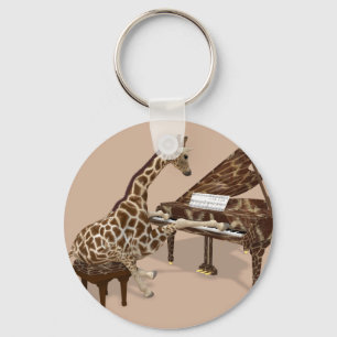 Sweet Giraffe Kärlek för att spela Piano Nyckelring