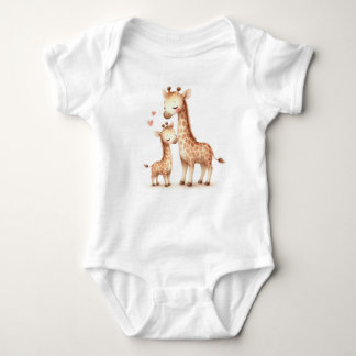 Sweet Giraffe Mamma och Baby Watercolor T Shirt