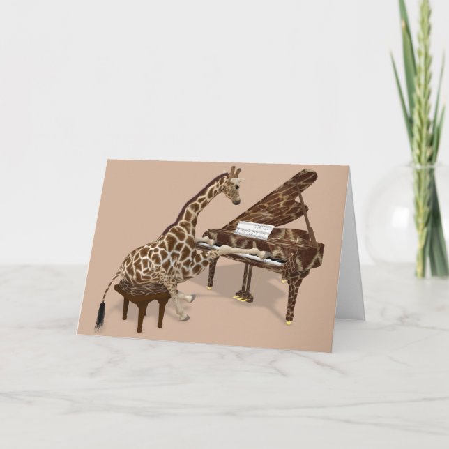 Sweet Giraffe Pllay Piano Kort (Framsida)