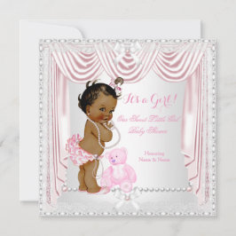 Sweet Girl Baby Shower Rosa Satin Ethnic Inbjudningar