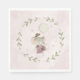 Sweet Girl Botanical Boho Elephant Baby Shower Pappersservett