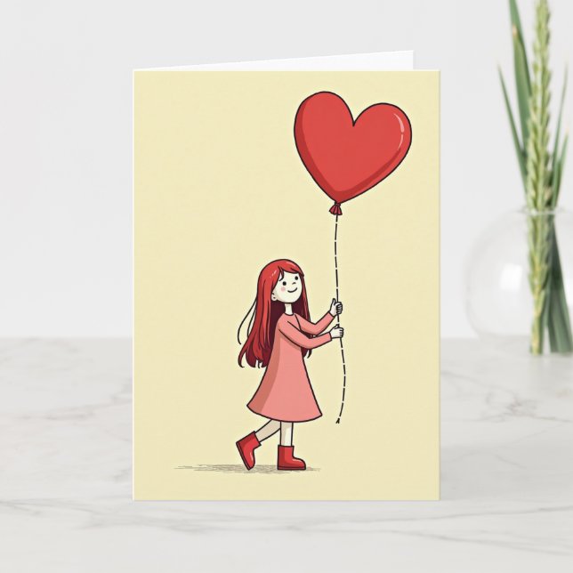 Sweet Girl Love Heart Card Kort (Framsida)