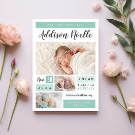Sweet Girl Photo Collage Birth Announcement Meddelande