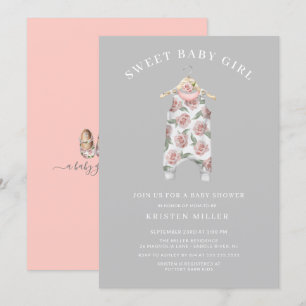 Sweet Girl Ro Romper Baby Shower Inbjudningar