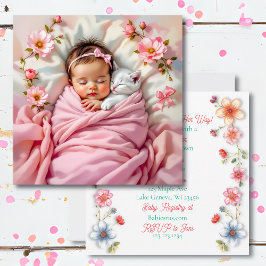 Sweet Girl's Baby Shower Rosa Blommigt Inbjudningar