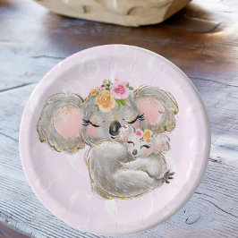 Sweet Girly Watercolor Koala Rosa Baby Shower