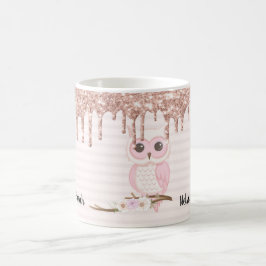Sweet Glitter Girly Rosa Uggla Kaffemugg