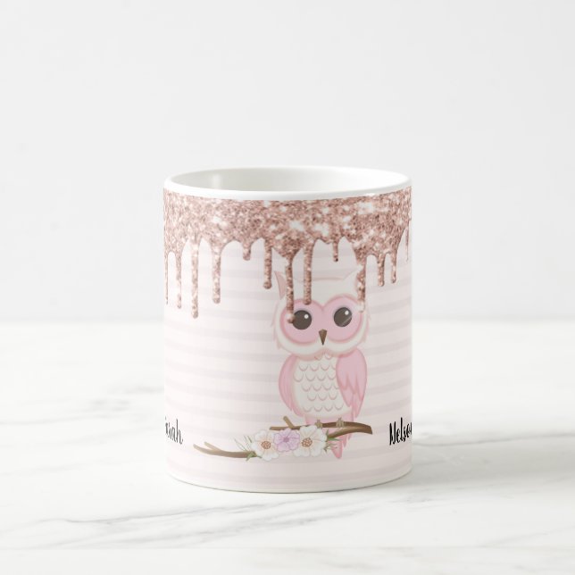 Sweet Glitter Girly Rosa Uggla Kaffemugg (Center)