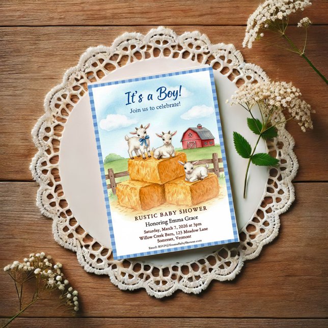 Sweet Goats Baby Shower Invitation Vykort (Skapare uppladdad)