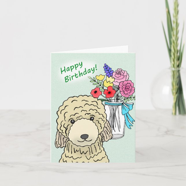 Sweet Golden Doodle Standard Pudel Hund Birthday Kort (Framsida)