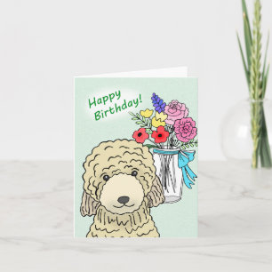 Sweet Golden Doodle Standard Pudel Hund Birthday Kort