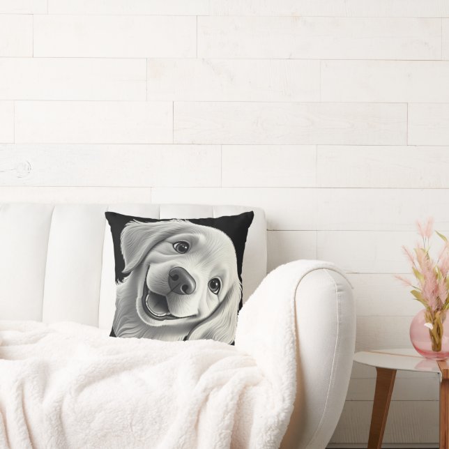 Sweet Golden Joy: Pixar-Style Puppy Friends Kudde (Soffa)