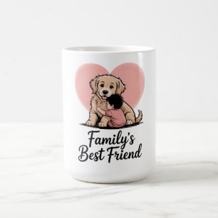 Sweet Golden Retriever Hund "Family's Best Friend" Kaffemugg