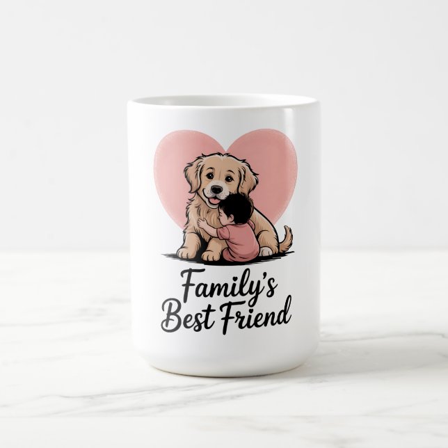 Sweet Golden Retriever Hund "Family's Best Friend" Kaffemugg (Center)
