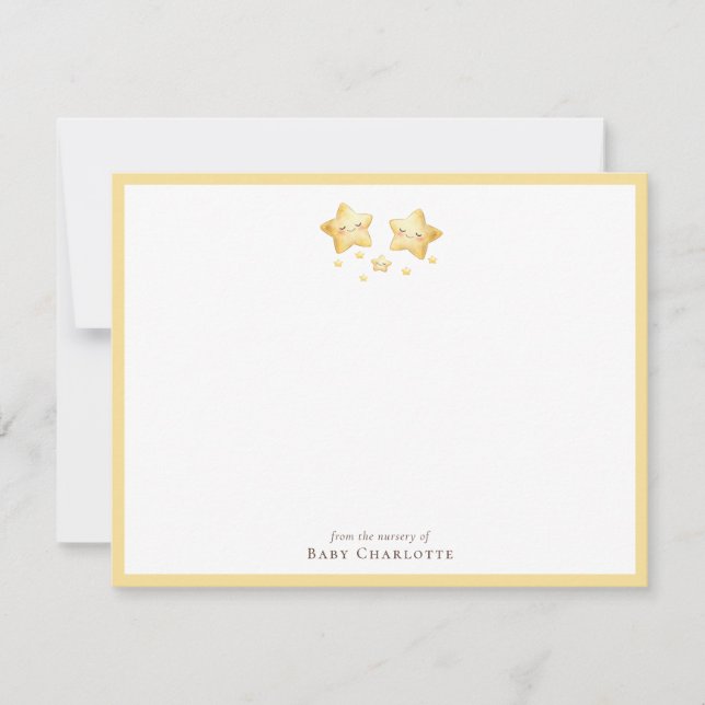 Sweet Golden Stars Nursery Note Card. Personalized Anteckningskort (Framsida)