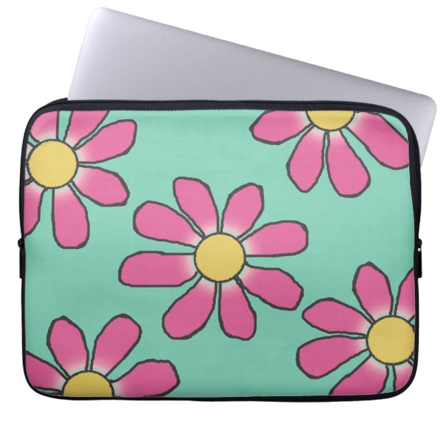 Sweet Graphical Rosa Flowers on any Färg Laptop Sleeve (Framsidan)