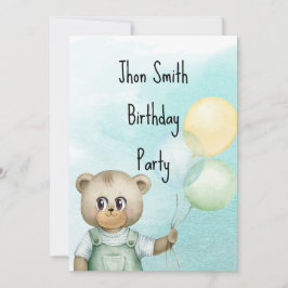 Sweet green baby bear baby inbjudningar