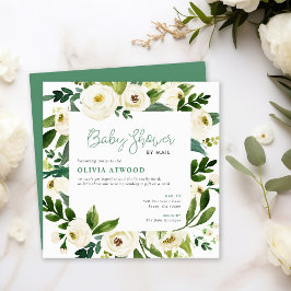 Sweet Greenery Blommigt Ram Baby Shower-inbjudan Inbjudningar