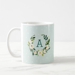 Sweet Greenery Wandey and Mint Dots Monogram Kaffemugg