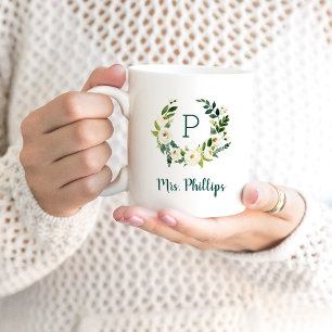 Sweet Greenery Wandey Mrs Monogram Kaffemugg