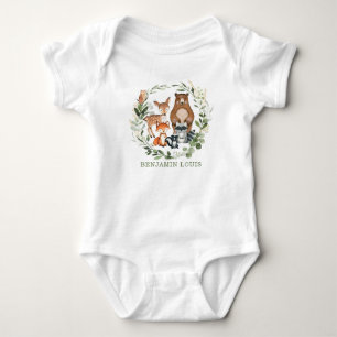 Sweet Greenery Woodland Forest Animals Monogram T Shirt