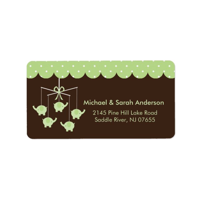 Sweet Grönt Elephant Mobile Address Label Adressetikett (Framsidan)