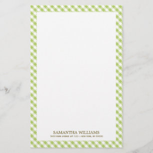 Sweet Grönt Gingham Mönster Brevpapper