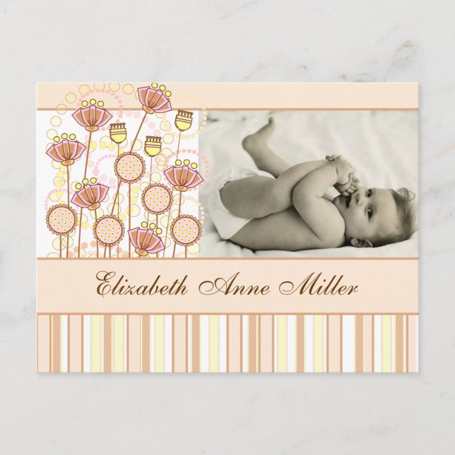 Sweet Groovy Blooms Baby-meddelande Meddelande Vykort (Framsida)
