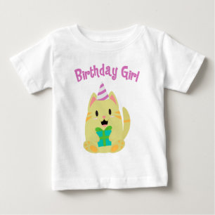 Sweet Gult Cat Birthday Girl Tee Shirt