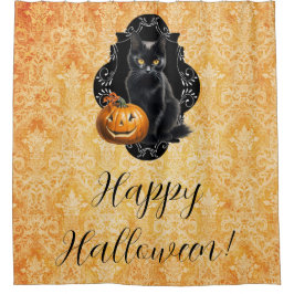 Sweet Halloween Black Cat and Pumpkin