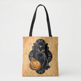 Sweet Halloween Black Cat and Pumpkin Tygkasse