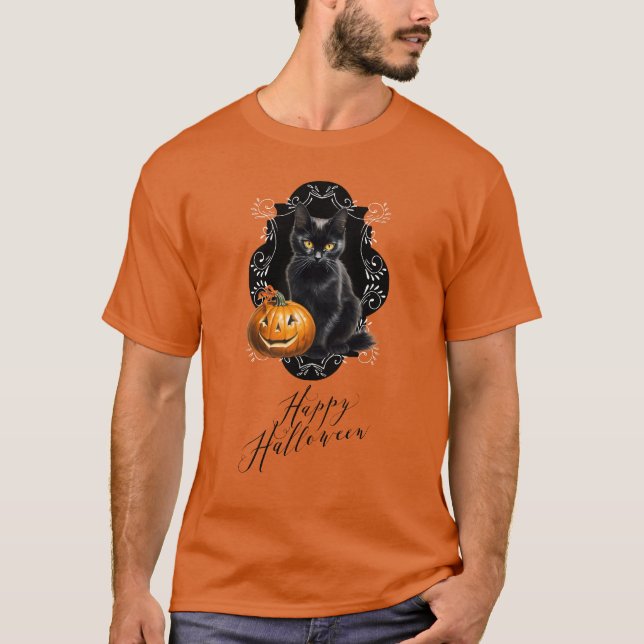 Sweet Halloween Kitten och Jack o'Lantern T Shirt (Framsida)