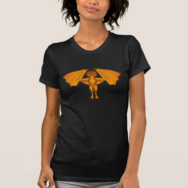Sweet Halloween Pumpkin Dragon T Shirt (Framsida)