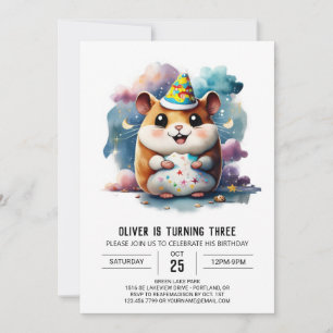 Sweet Hamster Printable Birthday Inbjudningar