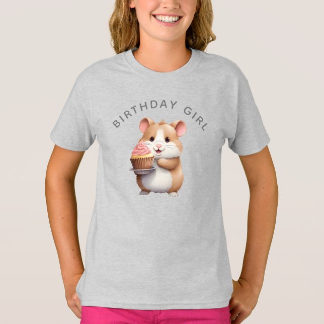Sweet Hamster, Rosa Cupcoa Barns födelsedag T Shirt (Framsida)