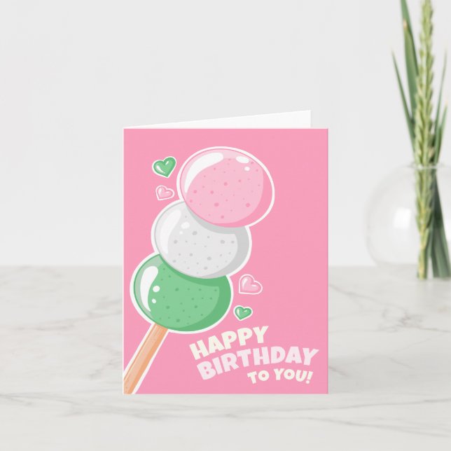 Sweet Hanami Dango Grattis på födelsedagen Kort (Framsida)