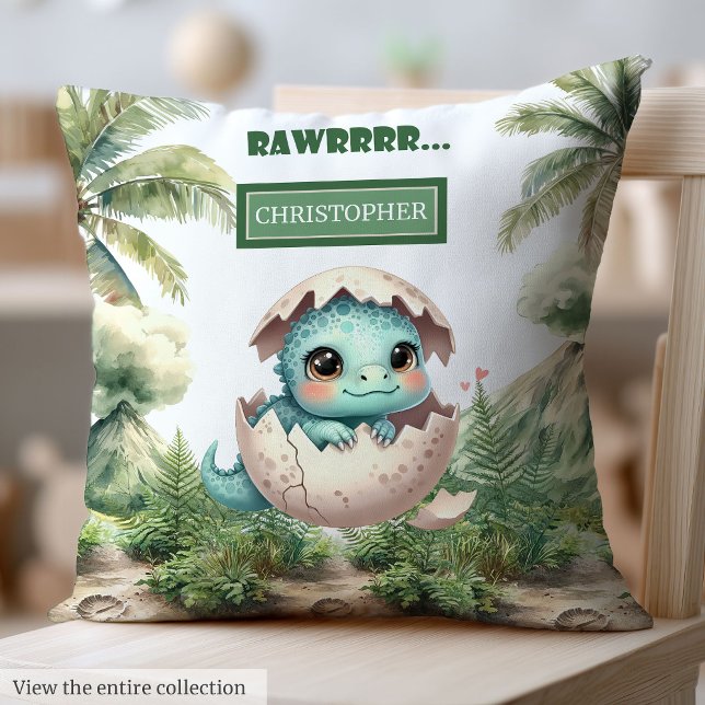 Sweet Hatching Soon Baby Dinosaur Personlig Kudde (Sweet Hatching Soon Baby Dinosaur Personalized Throw Pillow )