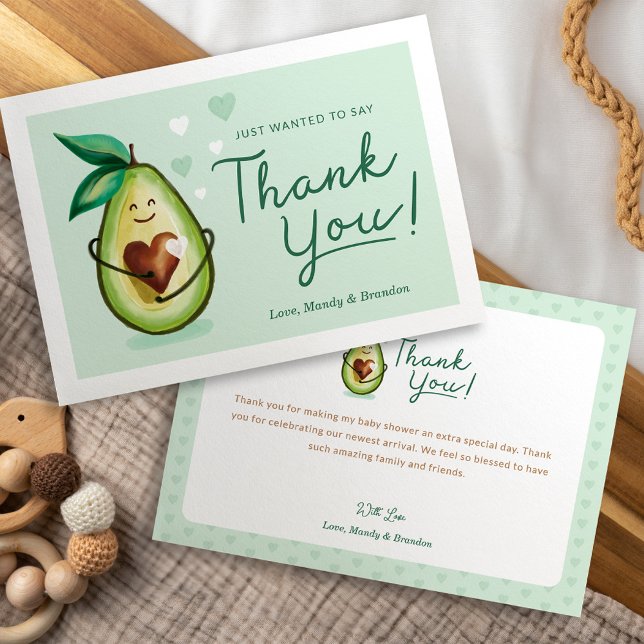 Sweet Heart Avocado Baby Shower Grönt, Tack (Sweet Heart Avocado Baby Shower Thank You Green)