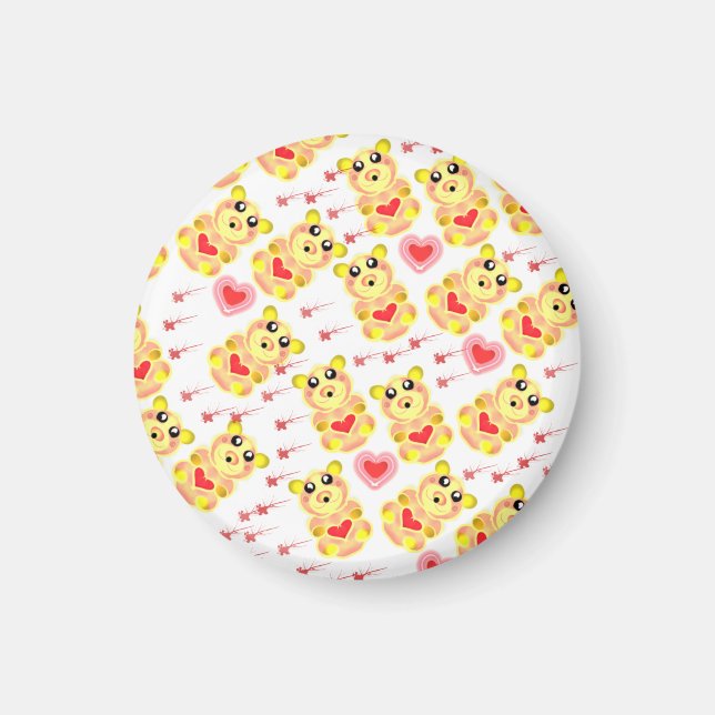 Sweet Heart Bear Nursery Pattern Magnet (Framsidan)