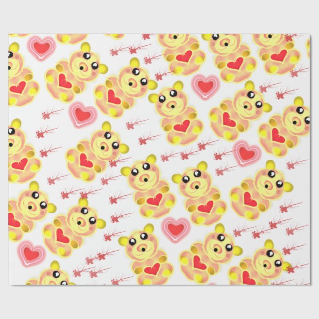 Sweet Heart Bear Nursery Pattern Presentpapper (Platt)