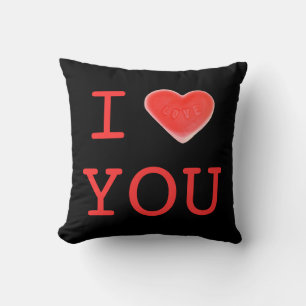 Sweet Heart Black "I eart You" två sidor fyrkantig Kudde