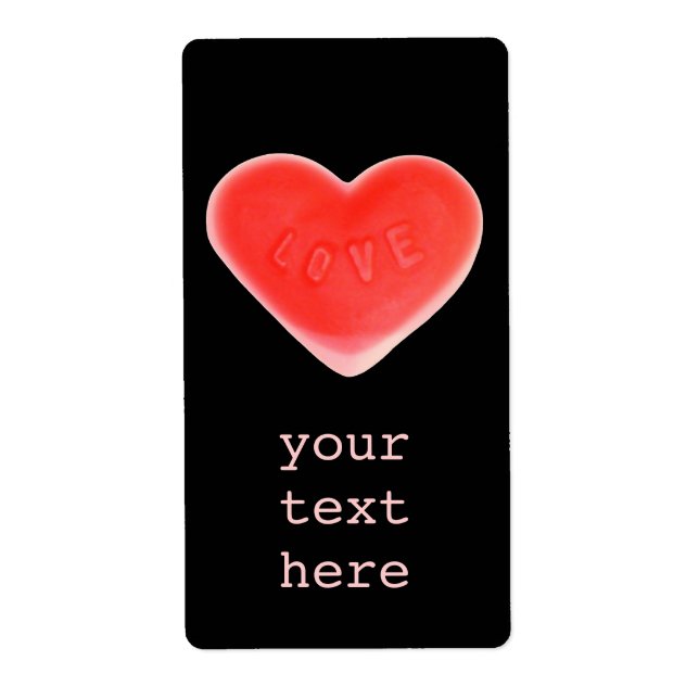 Sweet Heart Black 'Your Text' etikett stor Fraktsedel (Framsidan)