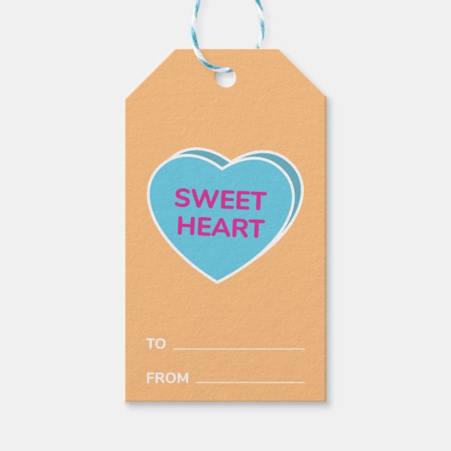 Sweet Heart Conversation Heart Valentines day Presentetikett (Framsidan)