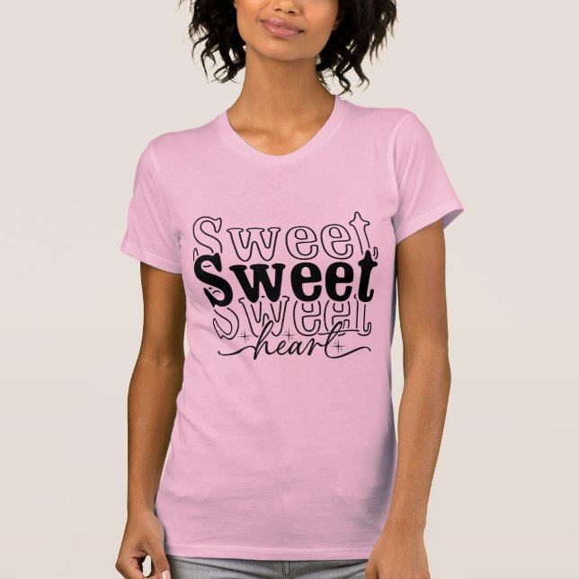Sweet Heart Cute Valentine's Day Typography  T Shirt (Framsida)