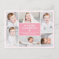 Sweet Heart Editable Färg Birth Notification Post